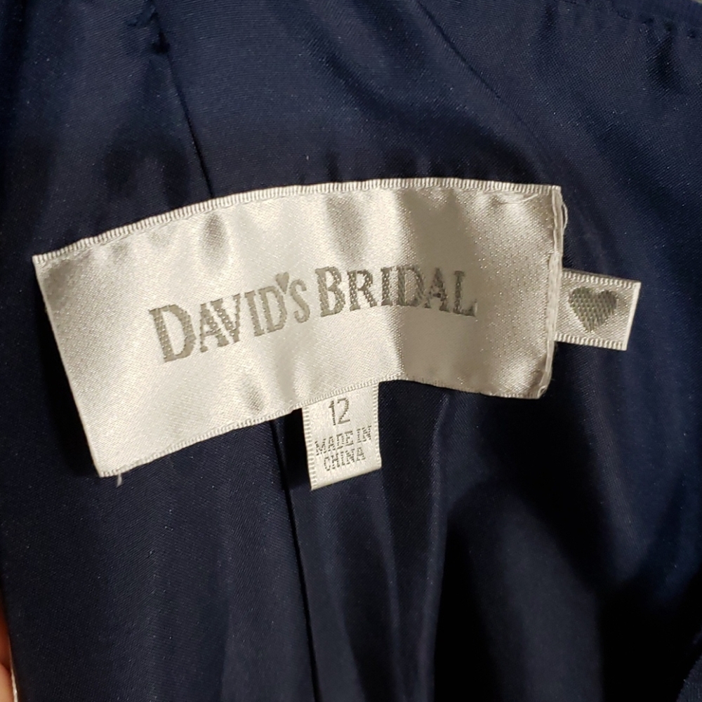 ^David’s Bridal Periwinkle Chiffon Floral Dress - Picture 9 of 14
